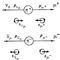  Образование мюонов m,+, m- при распадах покоящихся p+- и p--мезонов. Импульсы pvm, рm+ (соответственно pnm pm-) частиц распада nm и m + + (nm и m-) равны по величине и направлены в противоположные стороны. Жирные стрелки указывают направление спинов (поляризацию) частиц svm, sm+, (svm+, sm-).